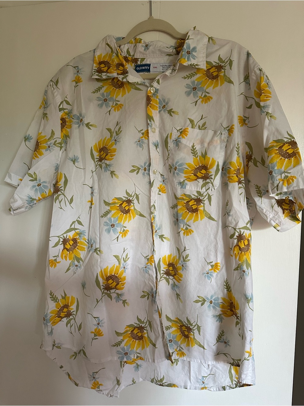 Old Navy White Button-Down Shirt with Yellow Sunflower Print family matching